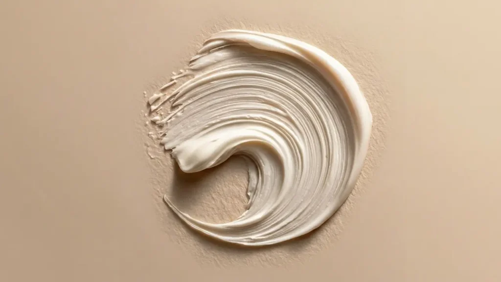 Υφή κρέμας προσώπου σε μπεζ φόντο — SELUNA skincare